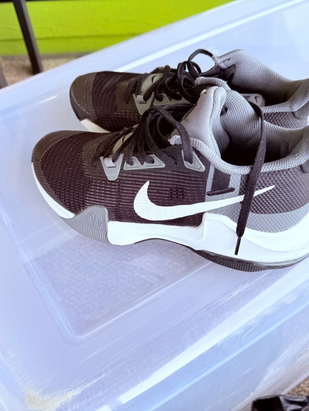 Nike Black and Gray Training Sneakers with White Swoosh
